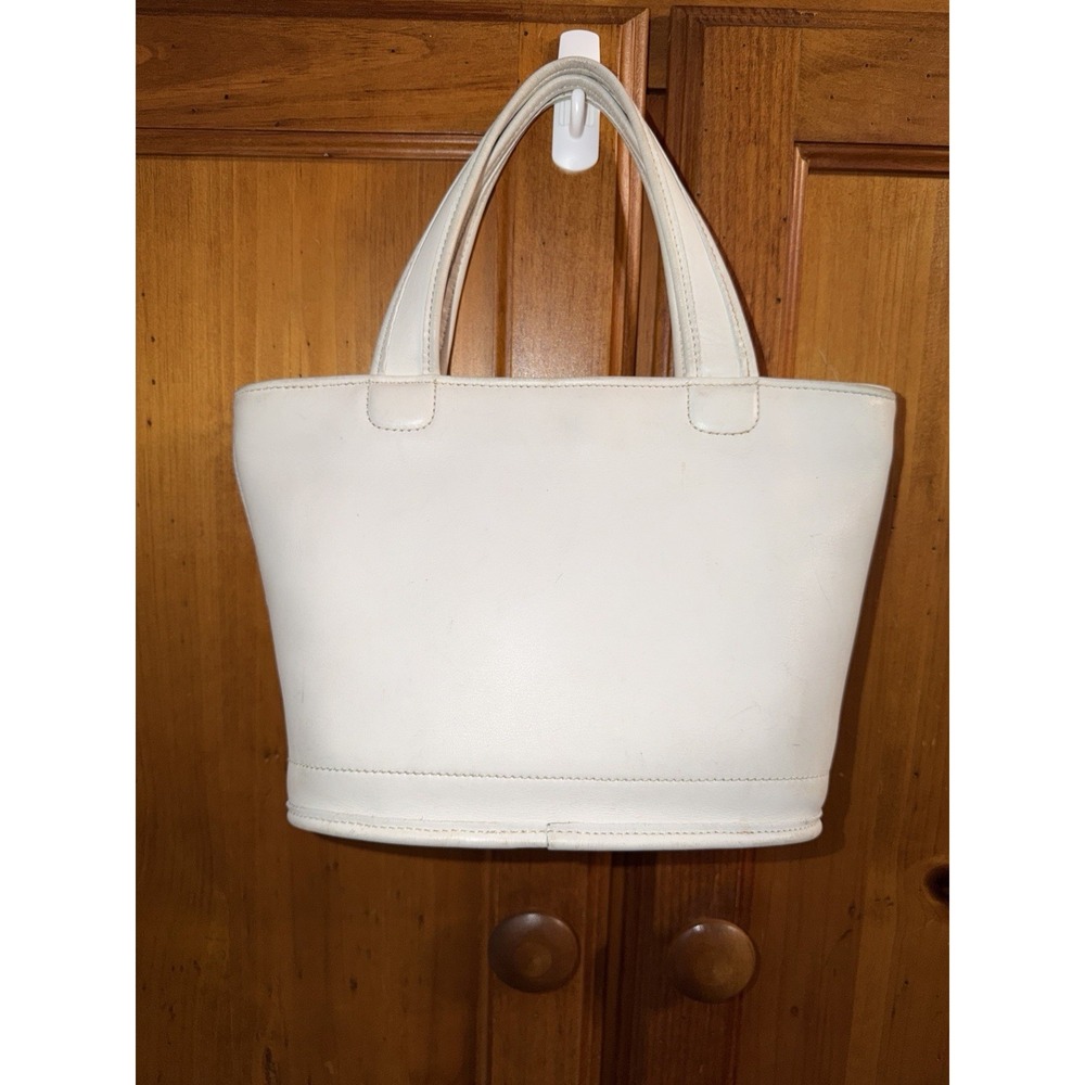 Coach 9301 Bleecker Basket Satchel White Leather Bag Vintage Purse Top Handle